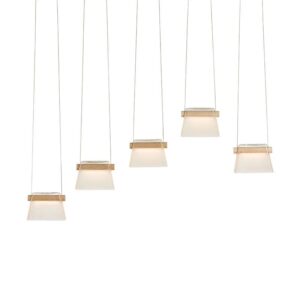 Glass bag shape natural wood pendant lamp